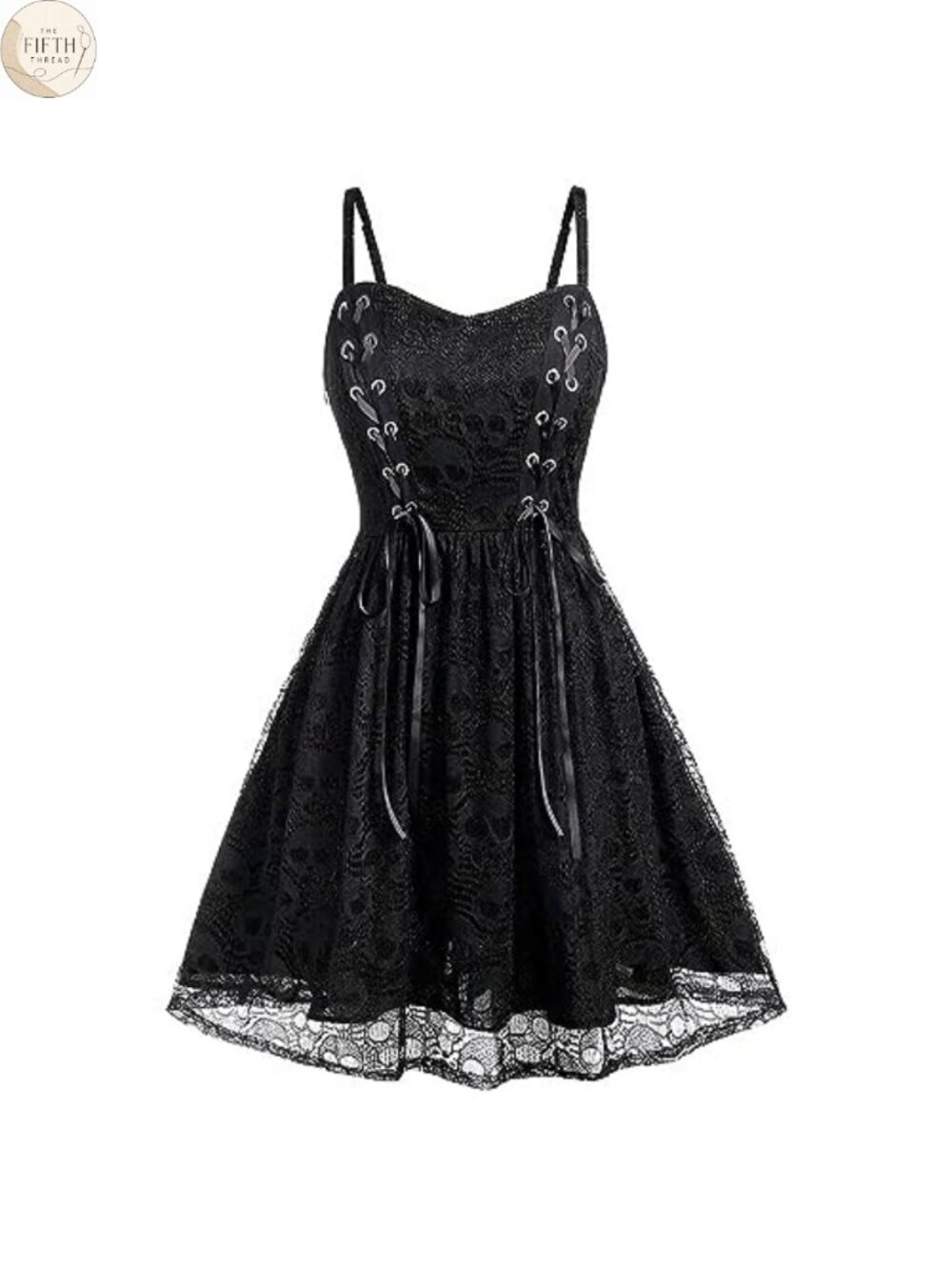 Women's Gothic Lace Skeleton Costume Dress Sleeveless A-Line Cosplay